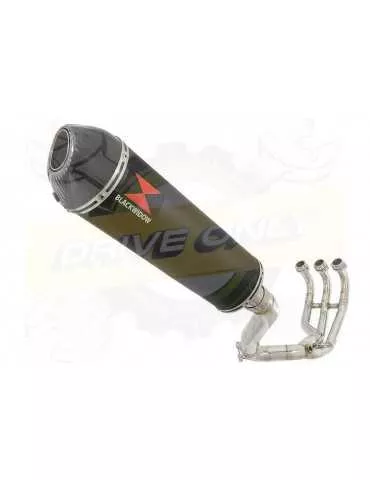 XSR 900 Passage Haut Décatalyseur Ligne complète & Silencieux Ovale Noir en Inox + Canule en Carbone 400mm