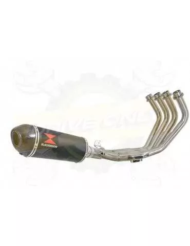 XJ6 Diversion F & N 2009-2015 Passage Bas Décatalyseur Ligne complète & Silencieux Ovale Noir En Inox + Canule En Carbone 300mm