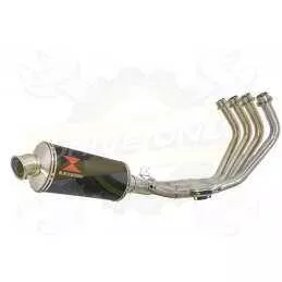XJ6 Diversion F & N 2009-2015 Passage Bas Décatalyseur Ligne complète & Silencieux Ovale Noir En Inox 300mm