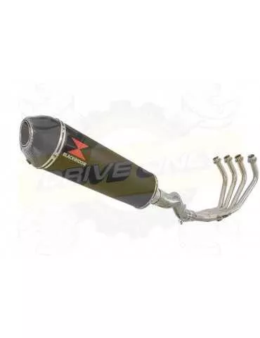 XJ6 Diversion F & N 2009-2015 Passage Haut Décatalyseur Ligne complète & Silencieux Ovale Noir En Inox + Canule en Carbone 400mm