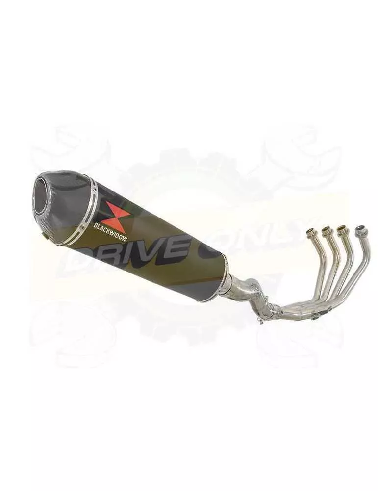 XJ6 Diversion F & N 2009-2015 Passage Haut Décatalyseur Ligne complète & Silencieux Ovale Noir En Inox + Canule en Carbone 400mm