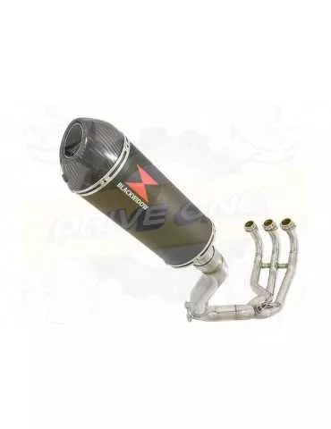 XSR 900 Passage Haut Décatalyseur Ligne complète & Silencieux Ovale Noir en Inox + Canule en Carbone 300mm