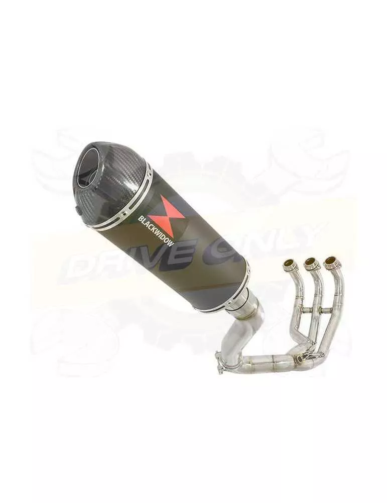 XSR 900 Passage Haut Décatalyseur Ligne complète & Silencieux Ovale Noir en Inox + Canule en Carbone 300mm