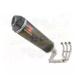 MT-09 Tracer 2013-2021  High Level De-cat Exhaust System with 400mm Oval Carbon Fibre Silencer + Carbon Fibre Tip