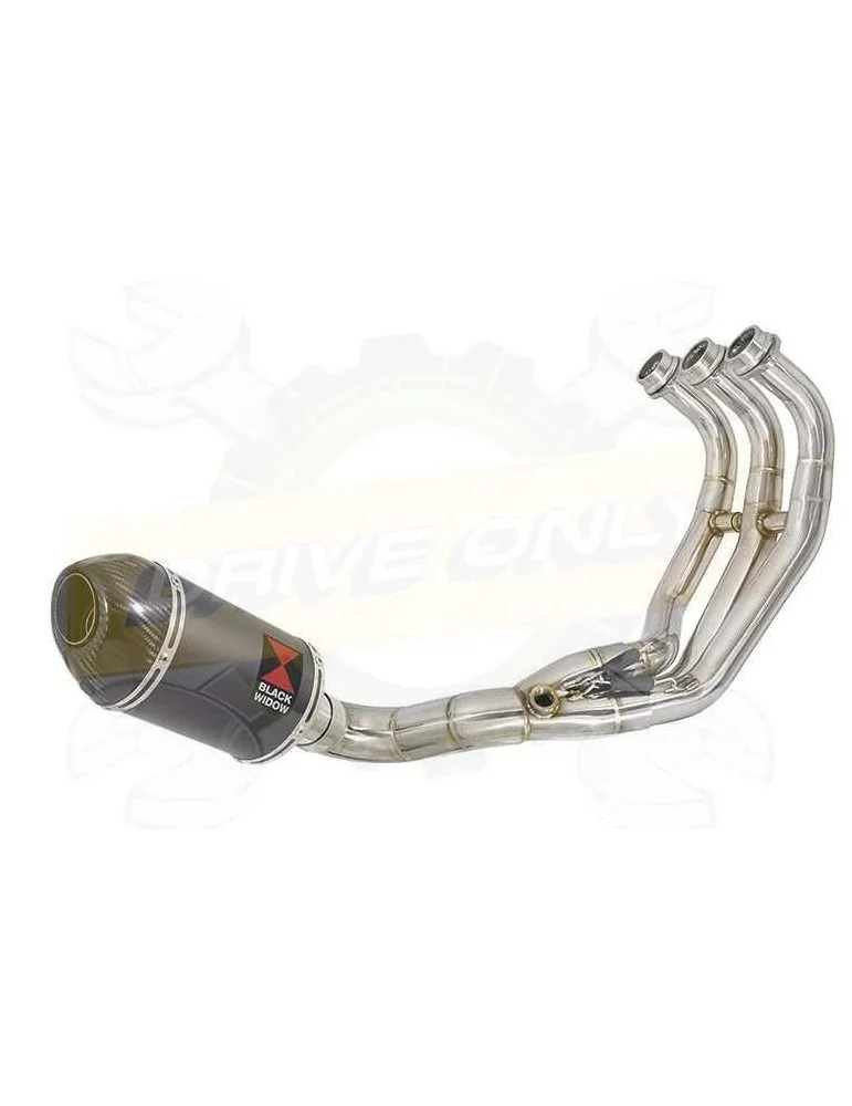 XSR 900 Passage Bas Décatalyseur Ligne complète & Silencieux Ovale Noir en Inox + Canule en Carbone 200mm