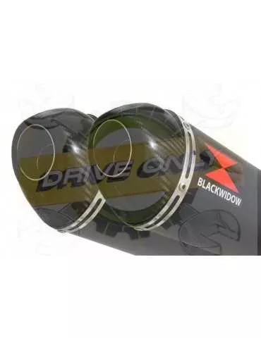 Twin 400mm Oval Black Painted Stainless Steel Slip On Silencers with Carbon Fibre Tips