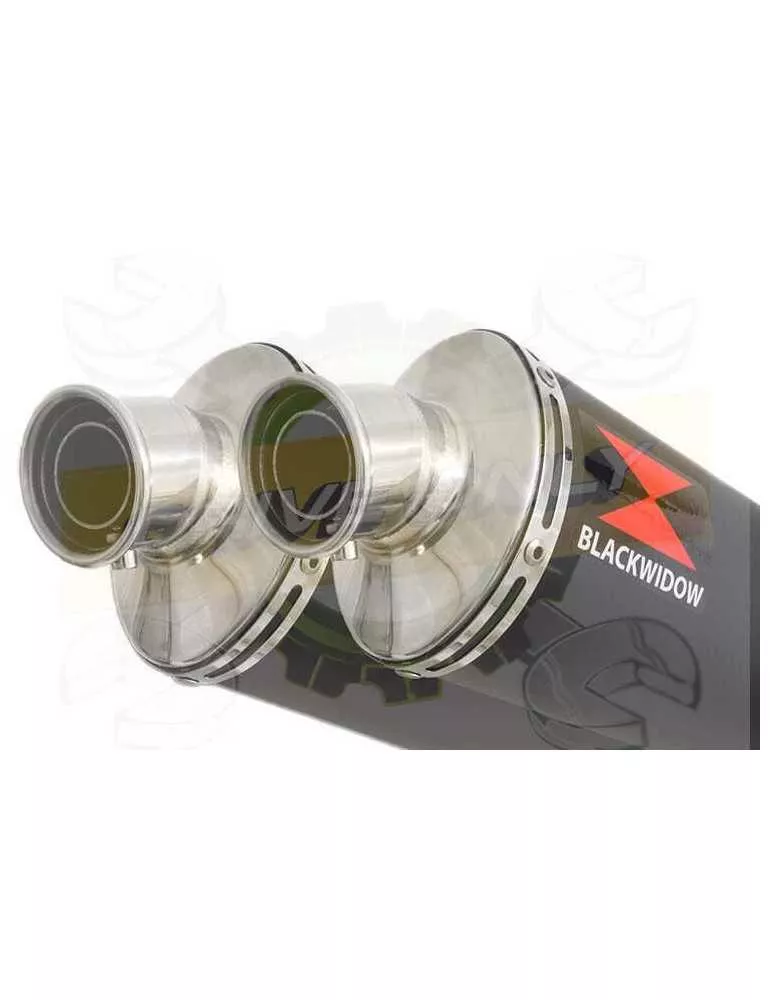 Twin 400mm Oval Black Painted Stainless Steel Slip On Silencers