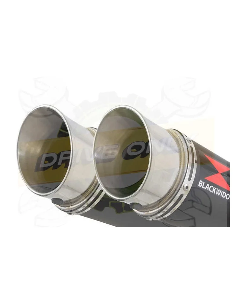 Twin 360mm Round GP Style Black Painted Stainless Steel Slip On Silencers