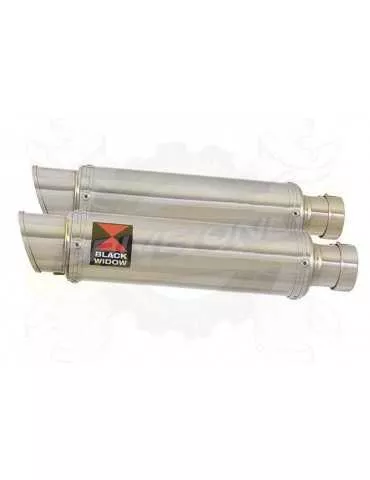 Twin 350mm Round GP Style Stainless Steel Slip On Silencers