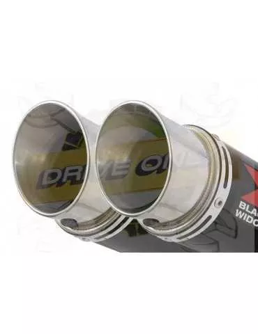 Twin 350mm Round GP Style Black Painted Stainless Steel Slip On Silencers
