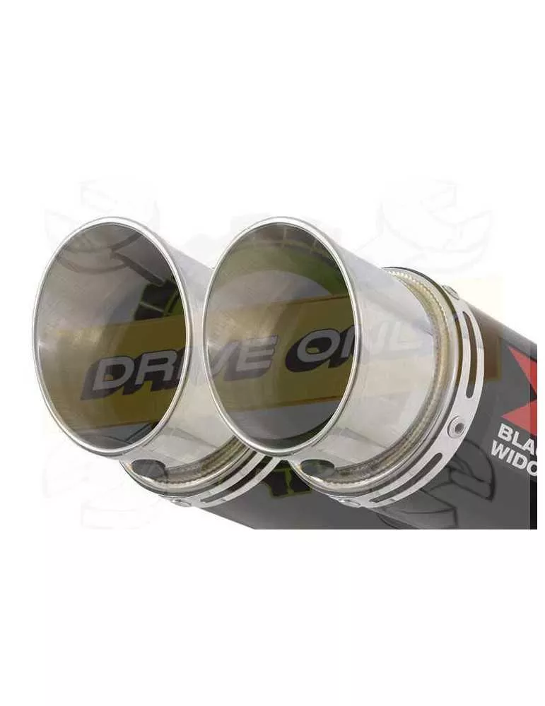 Twin 350mm Round GP Style Black Painted Stainless Steel Slip On Silencers