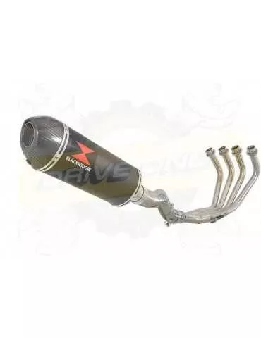 XJ6 Diversion F & N 2009-2015 Passage Haut Décatalyseur Ligne complète & Silencieux Ovale Noir En Inox + Canule en Carbone 300mm