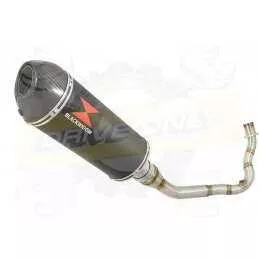 Vespa LX 150 IE (3V) Ligne complète & Silencieux Ovale Noir En Inox + Canule En Carbone 300mm