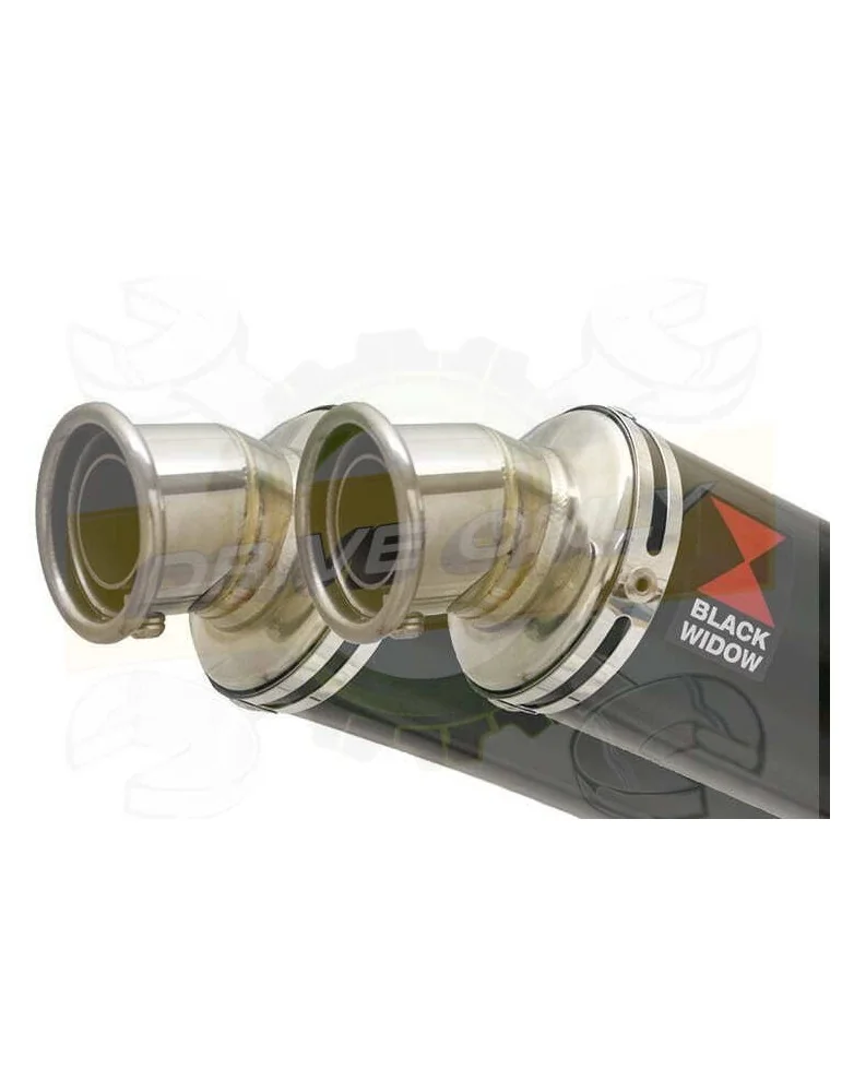 Twin 350mm Round Black Painted Stainless Steel Slip On Silencers