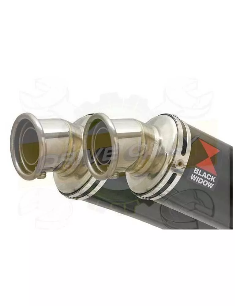 Twin 350mm Round Black Painted Stainless Steel Slip On Silencers
