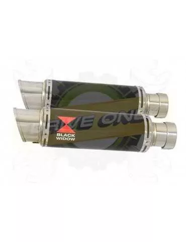 Twin 230mm Round GP Style Black Painted Stainless Steel Slip On Silencers