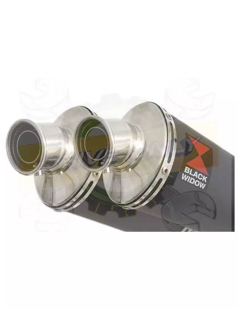Twin 230mm Oval Black Painted Stainless Steel Slip On Silencers
