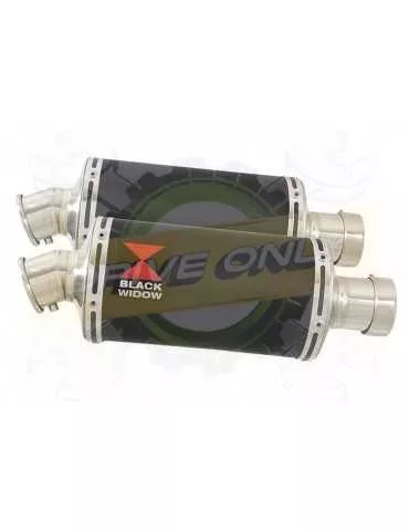 Twin 230mm Oval Black Painted Stainless Steel Slip On Silencers