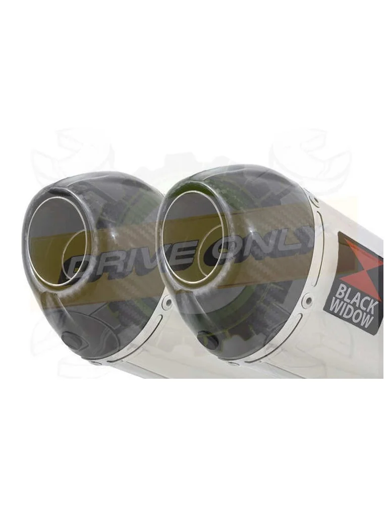 Twin 200mm Oval Stainless Steel Slip On Silencers with Carbon Fibre Tips