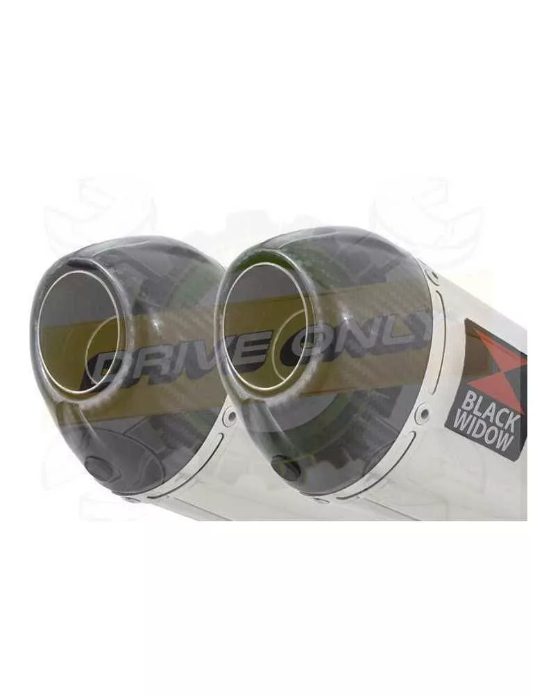 Twin 200mm Oval Stainless Steel Slip On Silencers with Carbon Fibre Tips