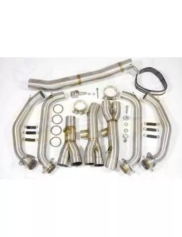R6 YZF600 2006-2018 Passage Haut Décatalyseur Ligne complète & Silencieux Tri Ovale en Inox + Canule en Carbone 250mm