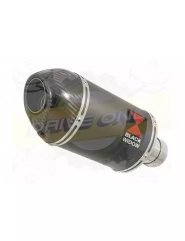 R6 YZF600 2006-2016 Décatalyseur Ligne complète & Silencieux Ovale Noir en Inox  + Canule en Carbone 200mm