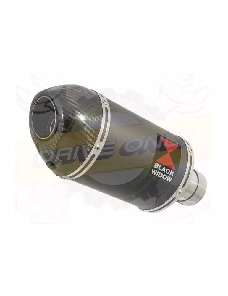 R6 YZF600 2006-2016 Décatalyseur Ligne complète & Silencieux Ovale Noir en Inox  + Canule en Carbone 200mm