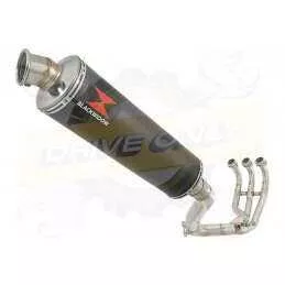 MT09 MT-09 2013-2021  High Level De-cat Exhaust System with 400mm Round Black Painted Stainless Steel Silencer
