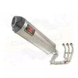 MT09 MT-09 2013-2021 High Level De-cat Exhaust System with 400mm Oval Stainless Steel Silencer + Carbon Fibre Tip