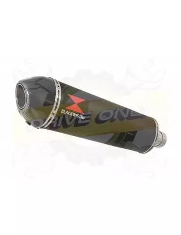 R6 YZF600 2006-2016 Passage Haut Décatalyseur Ligne complète & Silencieux Ovale Noir en Inox + Canule en Carbone 400mm