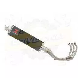 MT09 MT-09 2013-2021  High Level De-cat Exhaust System with 400mm Oval Black Painted Stainless Steel Silencer