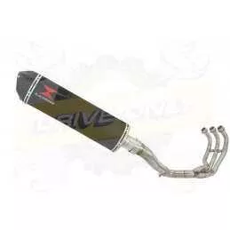 MT09 MT-09 2013-2021  High Level De-cat Exhaust System with 400mm Oval Black Painted Stainless Steel Silencer + Carbon Tip