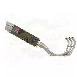 MT09 MT-09 2013-2021  High Level De-cat Exhaust System with 360mm Round GP Style Black Painted Stainless Steel Silencer