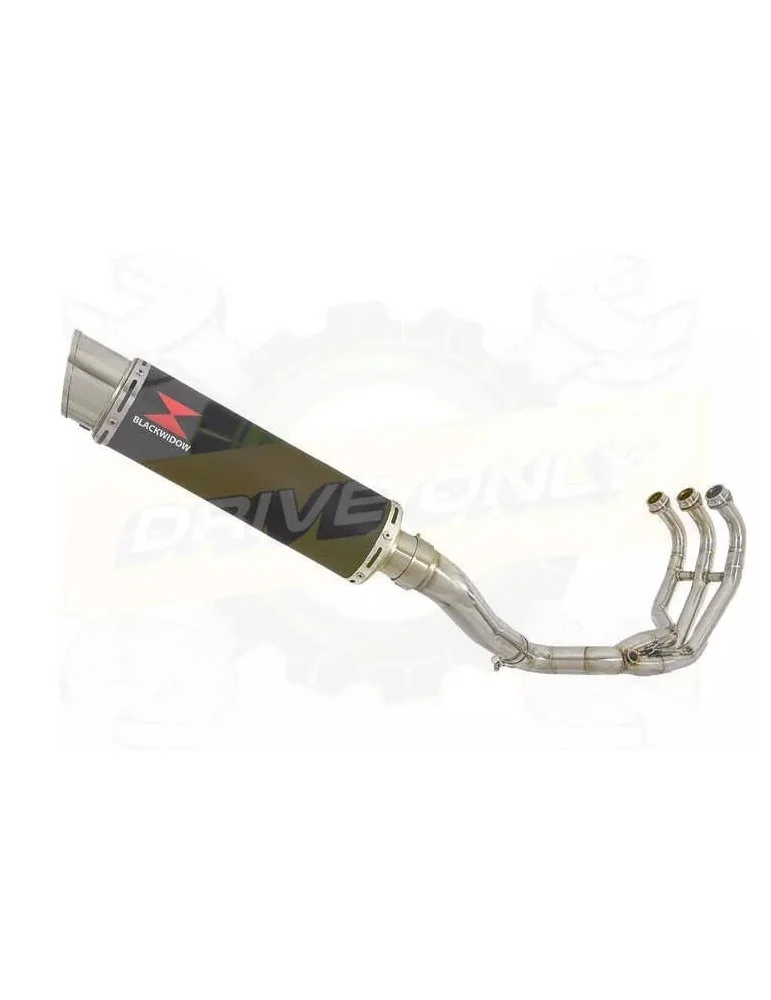MT09 MT-09 2013-2021  High Level De-cat Exhaust System with 360mm Round GP Style Black Painted Stainless Steel Silencer