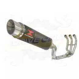 MT09 MT-09 2013-2021  High Level De-cat Exhaust System with 360mm Round GP Style Black Painted Stainless Steel Silencer