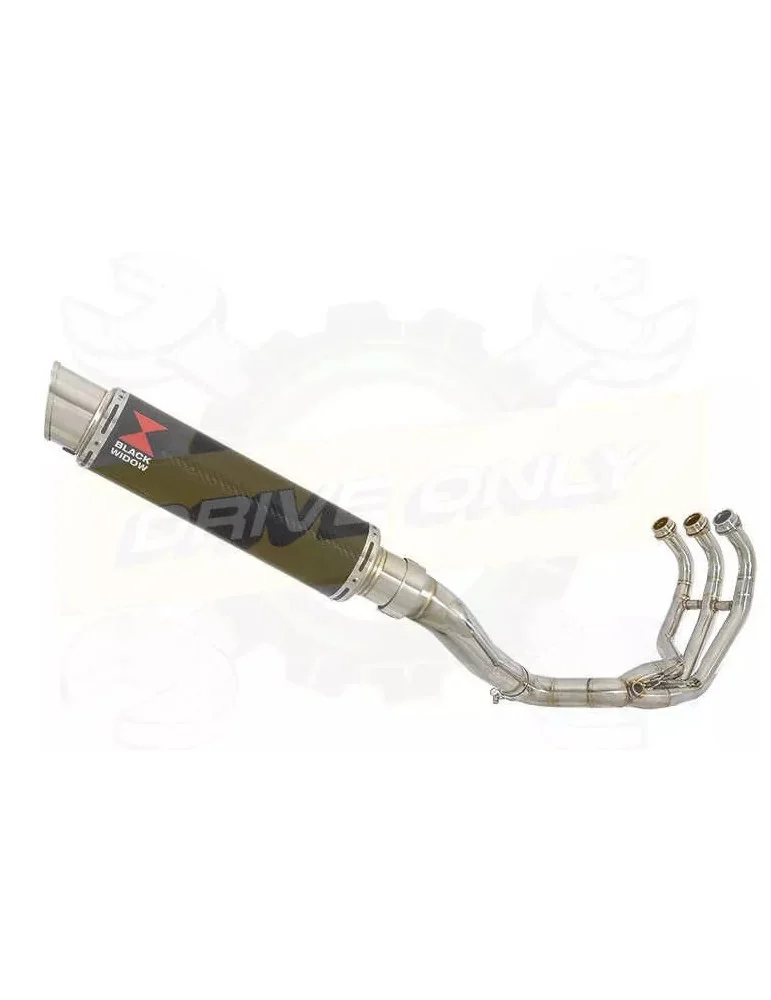 MT09 MT-09 2013-2021  High Level De-cat Exhaust System with 350mm Round GP Style Carbon Fibre Silencer