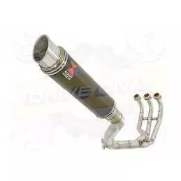 MT09 MT-09 2013-2021  High Level De-cat Exhaust System with 350mm Round GP Style Carbon Fibre Silencer