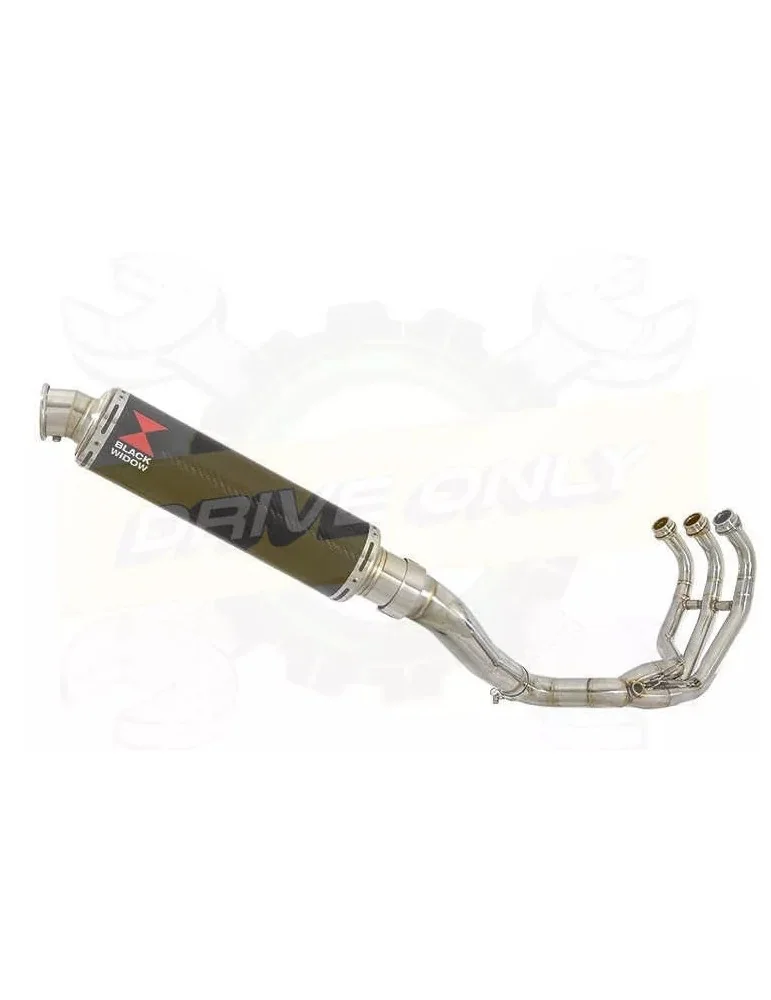 MT09 MT-09 2013-2021 High Level De-cat Exhaust System with 350mm Round Carbon Fibre Silencer