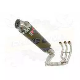 MT09 MT-09 2013-2021  High Level De-cat Exhaust System with 350mm Round Black Painted Stainless Steel Silencer