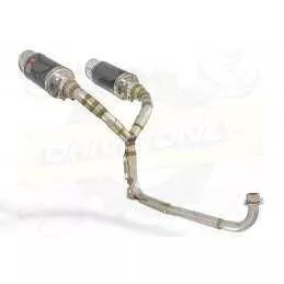 MSX 125 GROM 1-2 Twin Exhaust System with 200mm Round Carbon Fibre Silencers