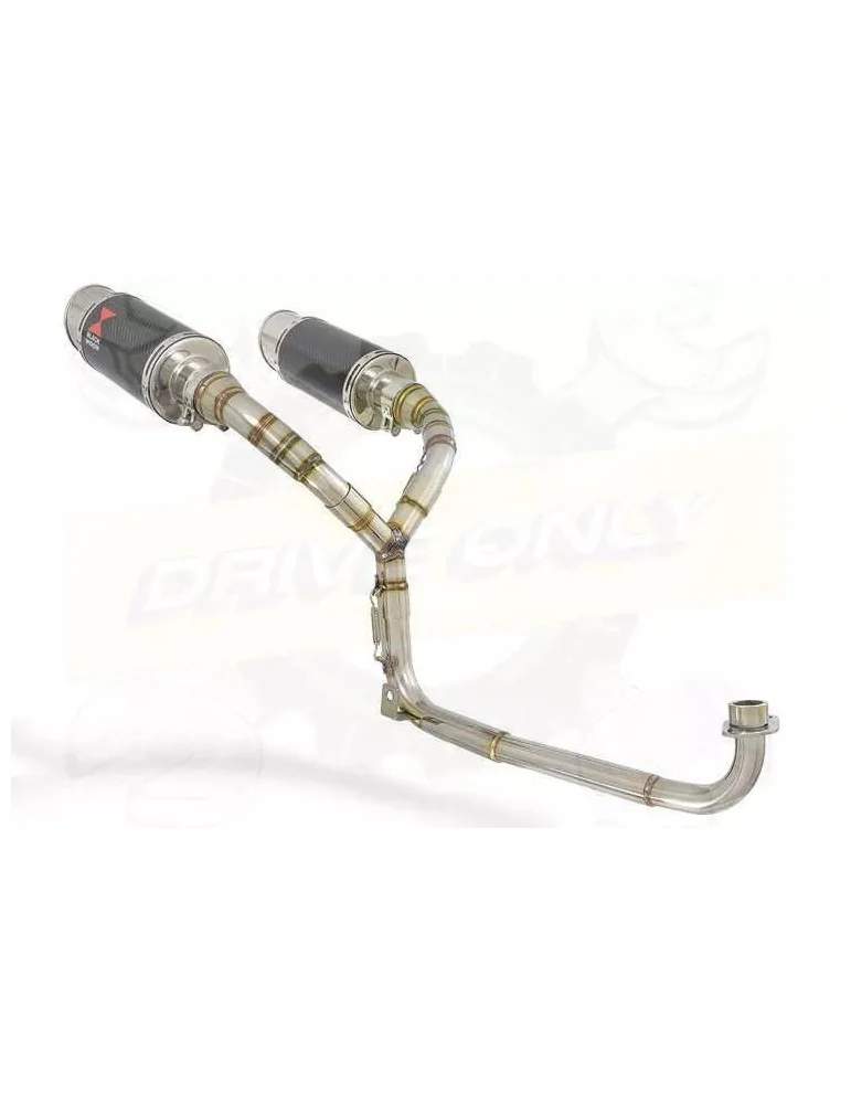 MSX 125 GROM 1-2 Twin Exhaust System with 200mm Round Carbon Fibre Silencers