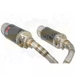 MSX 125 GROM 1-2 Twin Exhaust System with 200mm Round Carbon Fibre Silencers