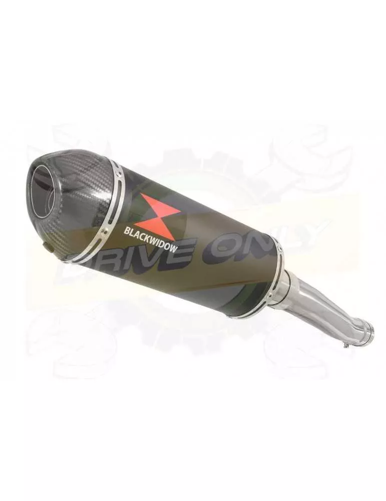XJR 1300 2007-2016 Tube de raccord et Silencieux Ovale Noir En Inox + Canule en Carbone 300mm