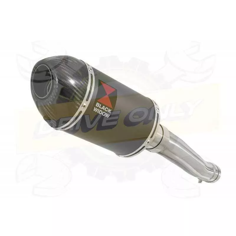 XJR 1300 2007-2016 Tube de raccord et Silencieux Ovale Noir En Inox + Canule en Carbone 200mm