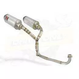 MSX 125 GROM 1-2 Twin Exhaust System with 300mm Oval Stainless Steel Silencers with Carbon Fibre Tips