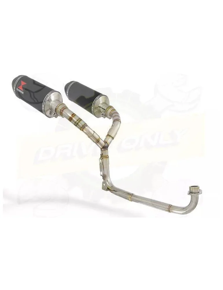 MSX 125 GROM 1-2 Twin Exhaust System with 300mm Black Painted Stainless Silencers + Carbon Fibre Tips
