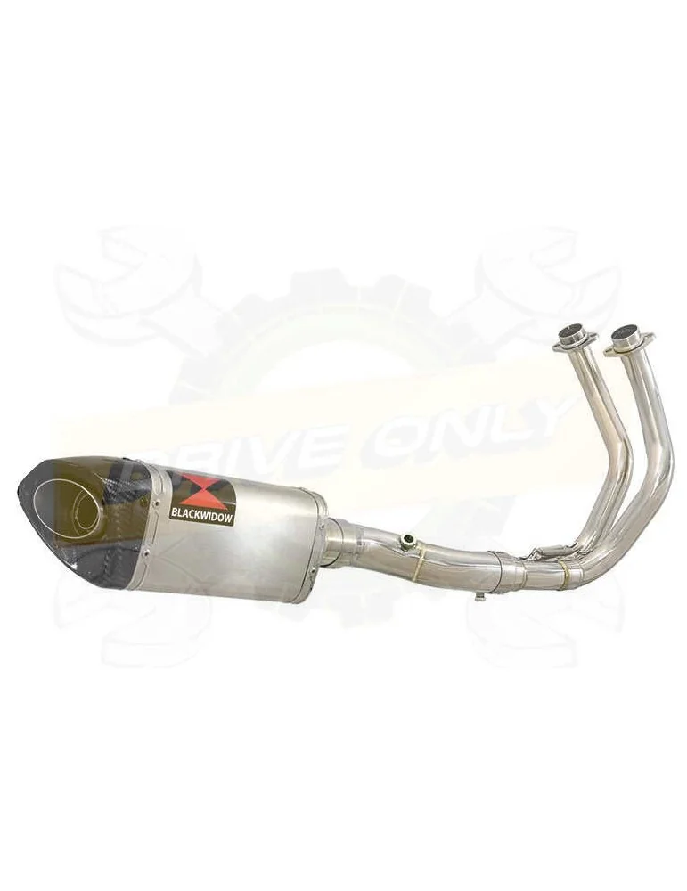 Tracer 700 2014 - 2019  Passage Bas Décatalyseur Ligne complète & Silencieux Tri Ovale en Inox + Canule en  Carbone 250mm