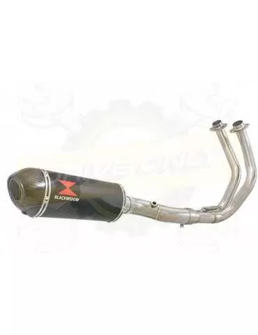 Tracer 700 2014 - 2019  Passage Bas Décatalyseur Ligne complète & Silencieux Ovale Noir En Inox + Canule En Carbone 300mm