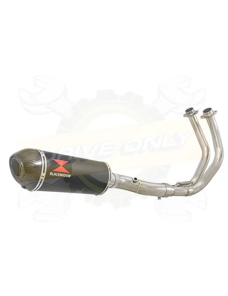 Tracer 700 2014 - 2019  Passage Bas Décatalyseur Ligne complète & Silencieux Ovale Noir En Inox + Canule En Carbone 300mm