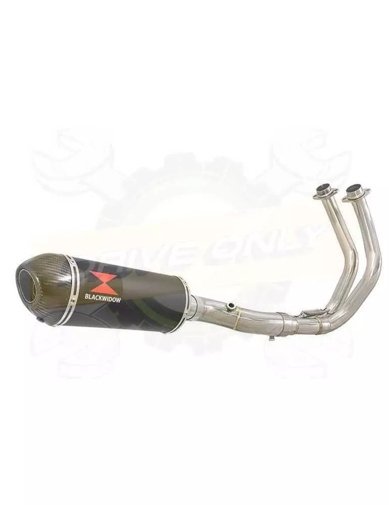 Tracer 700 2014 - 2019  Passage Bas Décatalyseur Ligne complète & Silencieux Ovale Noir En Inox + Canule En Carbone 300mm